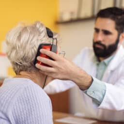 Woman gets hearing tested