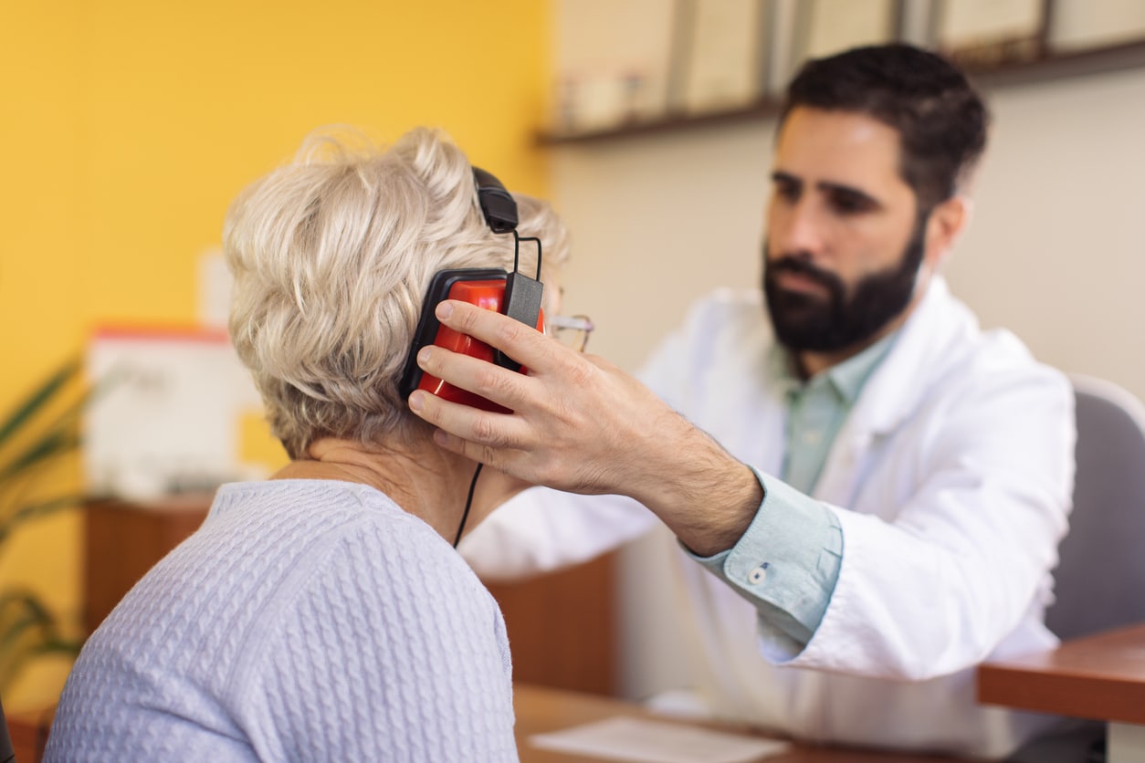 Woman gets hearing tested