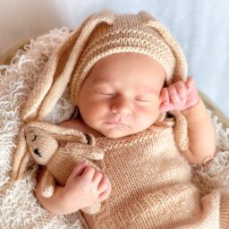 Baby in a rabbit costume