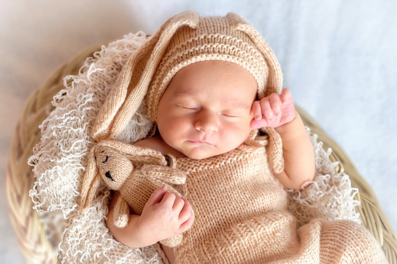 Baby in a rabbit costume